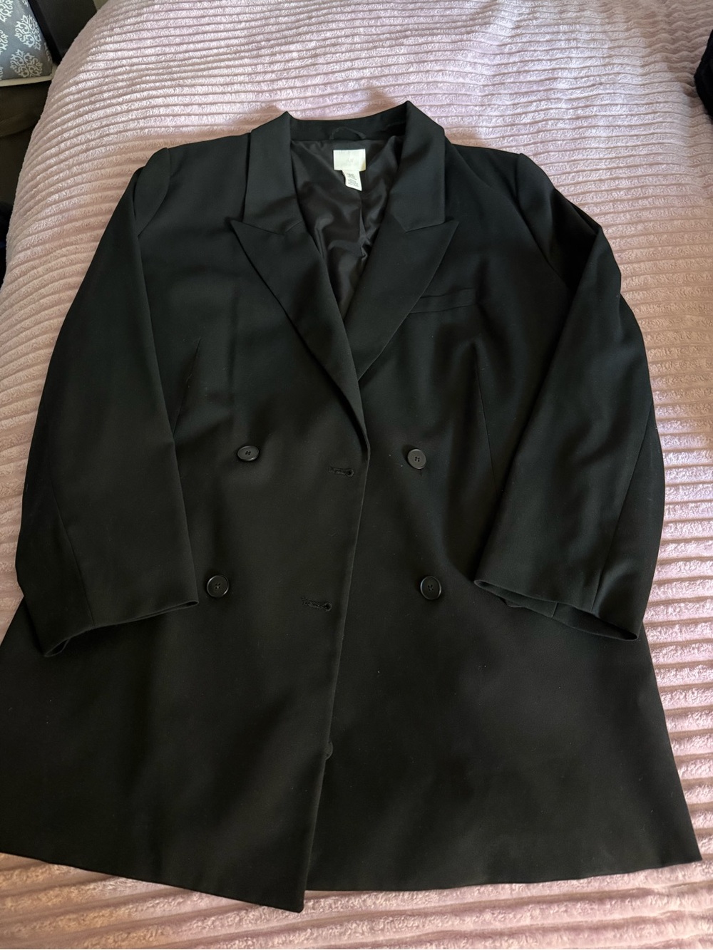 HM- Black Double-Breasted Women's Blazer Coat